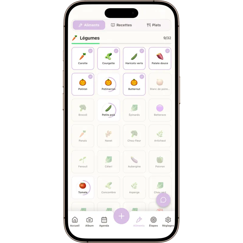 Meal and starting-solids tracking in Ambrette